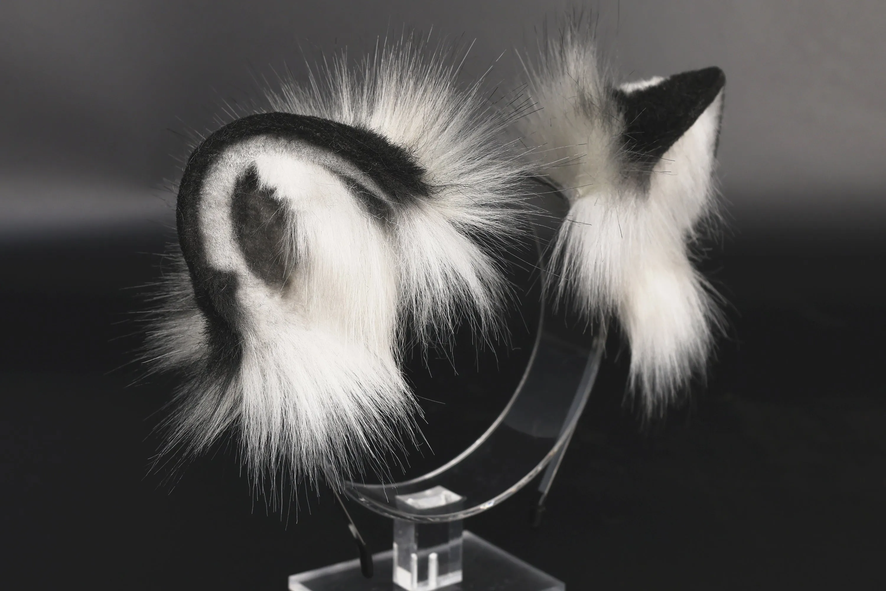 Realistic faux fur white tiger ear and tail set anime cosplay tiger kemonomimi