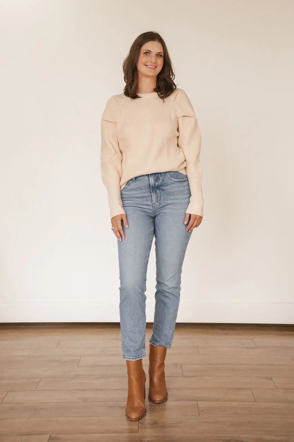 Rebekah Shoulder Puff Sleeve Sweater - LARGE LEFT
