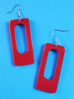 Rectangular Acrylic Dangle Earrings - Red & Black