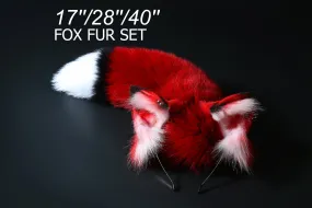Red fox tail and ear set fox ear and tail cosplay wolf tail and ear cat tail cat ear anime cosplay kitten earsand tail kittenplay Halloween