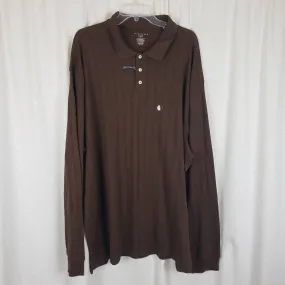 Saddlebred Tall Man Henley 1/4 Button Collared Long Sleeve Polo Shirt Mens 3XLT