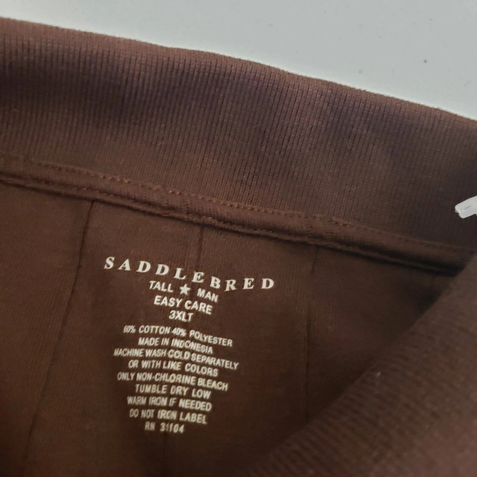 Saddlebred Tall Man Henley 1/4 Button Collared Long Sleeve Polo Shirt Mens 3XLT