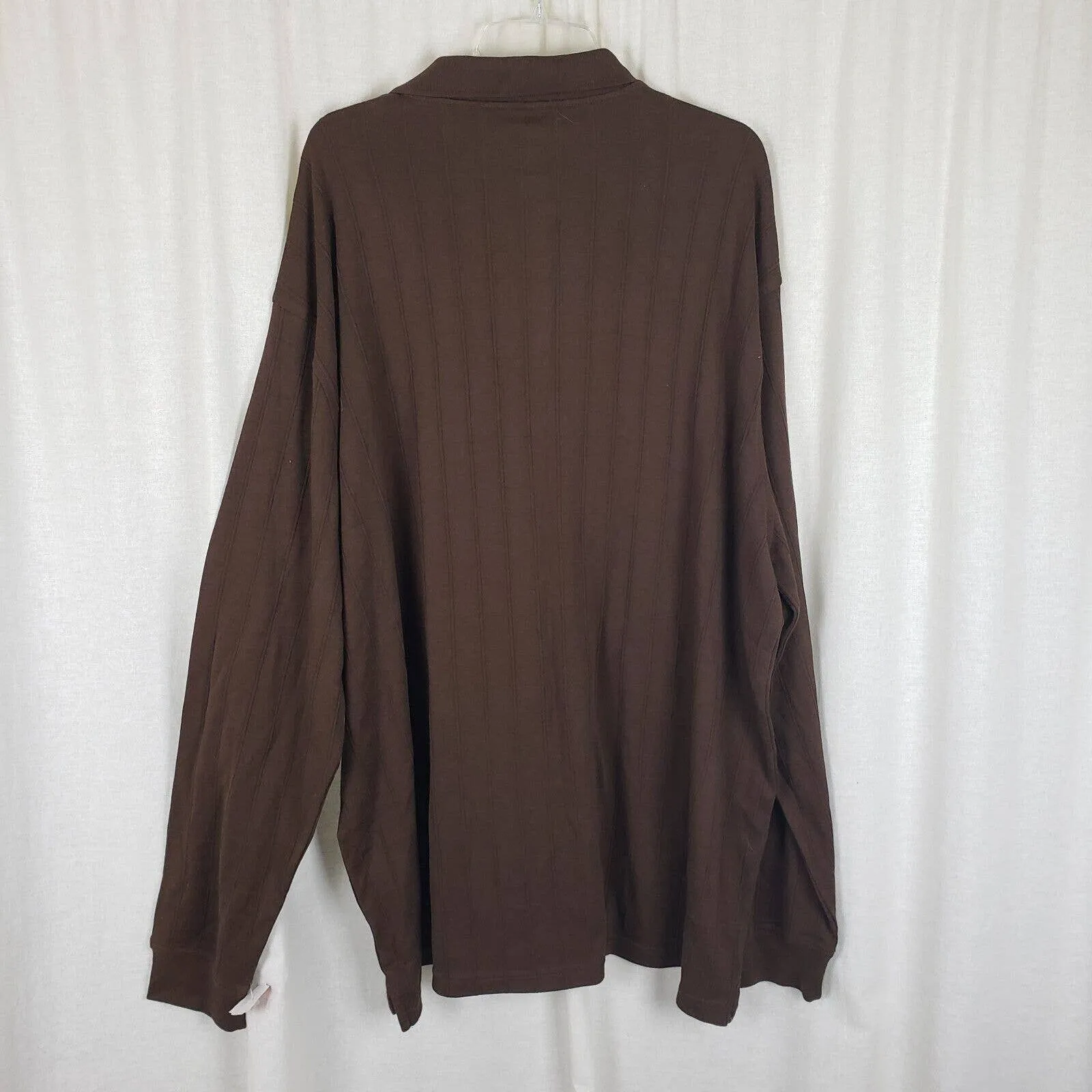 Saddlebred Tall Man Henley 1/4 Button Collared Long Sleeve Polo Shirt Mens 3XLT