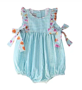 Sandy & Crew Stripe and Floral Ruffle Baby Romper