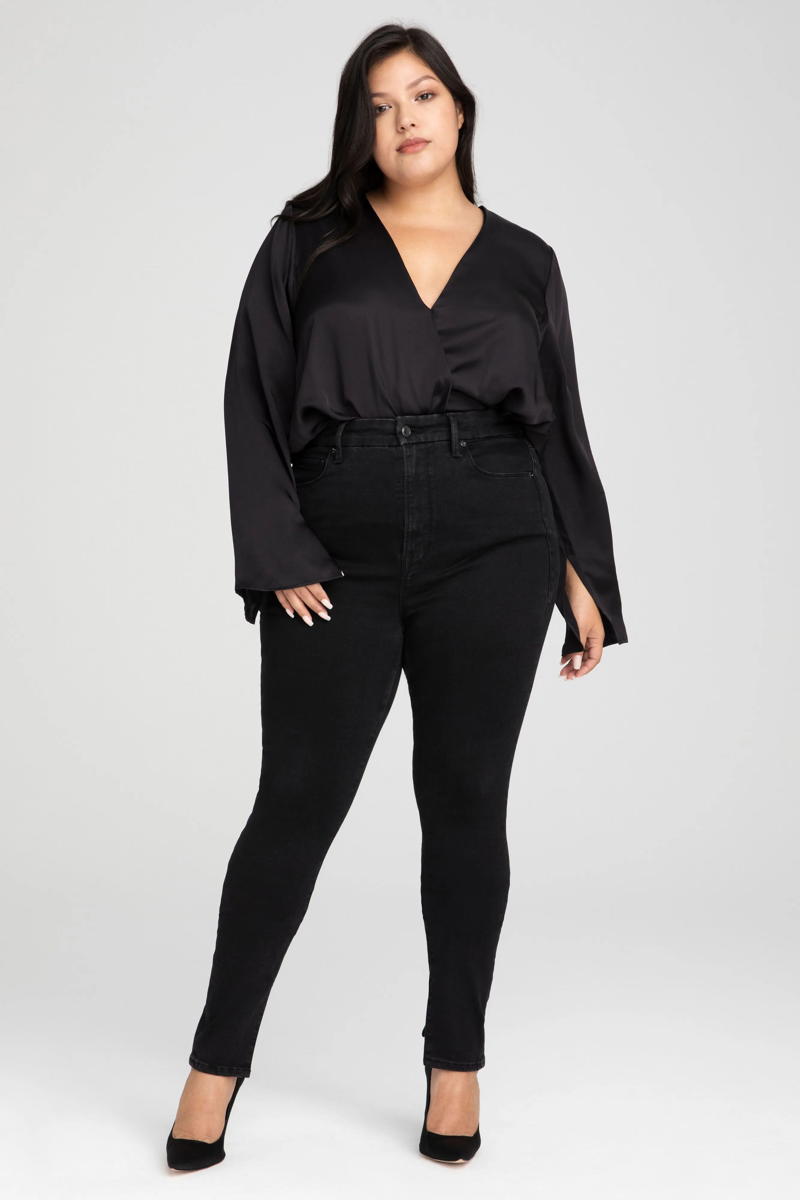 SATIN WRAP BODY | BLACK001