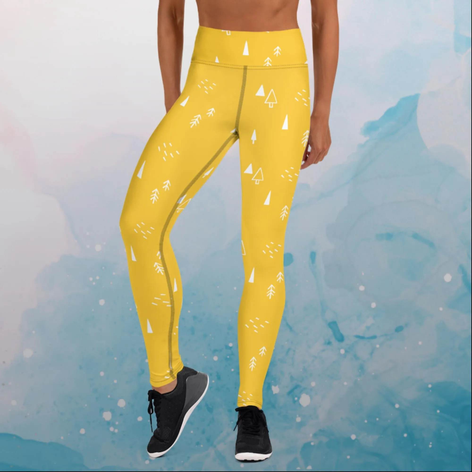 Scandinavian Forest Yellow High Waist Leggings