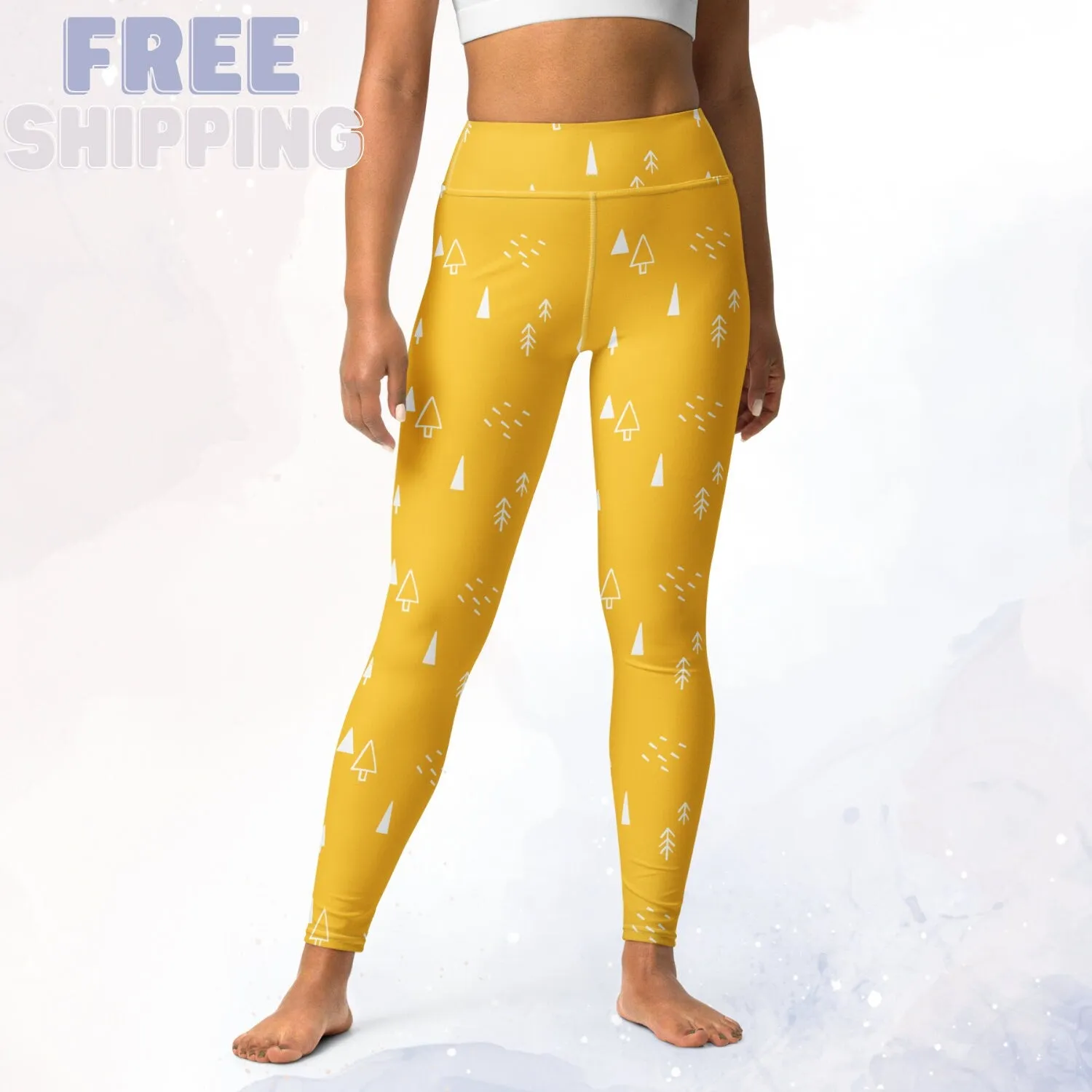 Scandinavian Forest Yellow High Waist Leggings