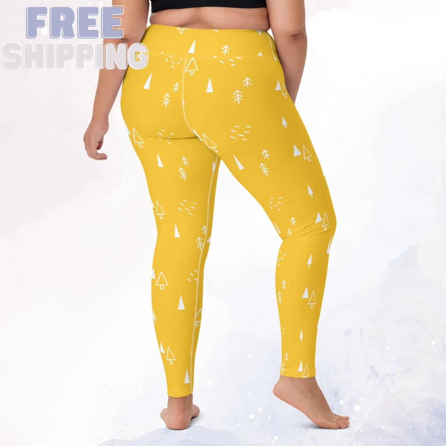 Scandinavian Forest Yellow High Waist Leggings