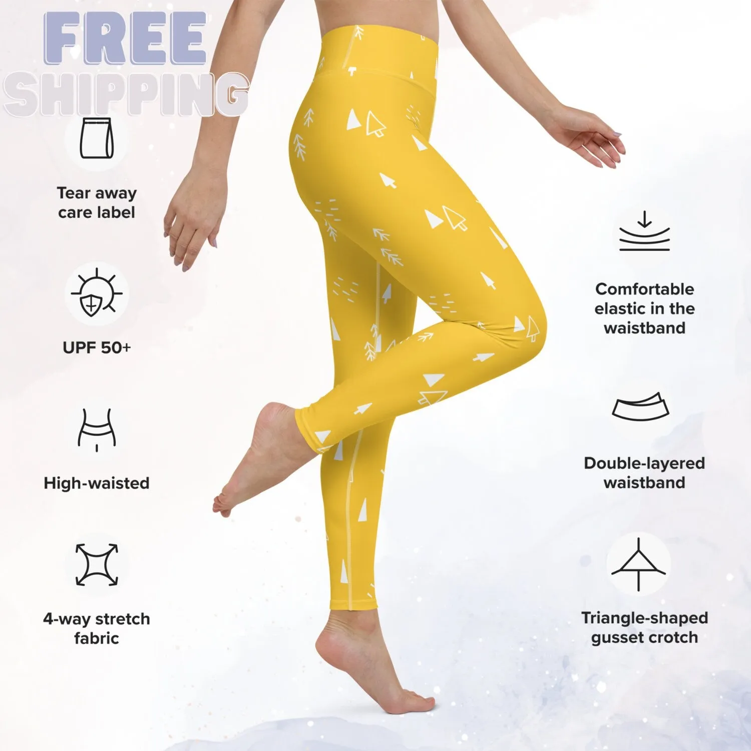 Scandinavian Forest Yellow High Waist Leggings