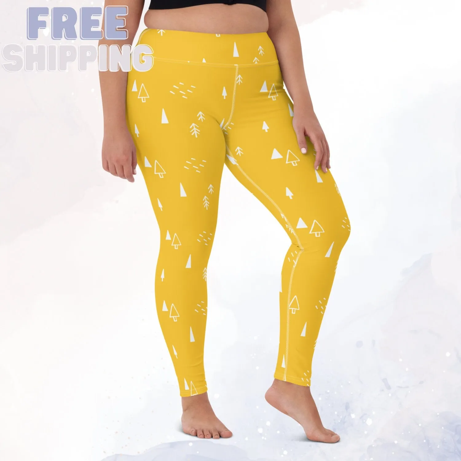 Scandinavian Forest Yellow High Waist Leggings