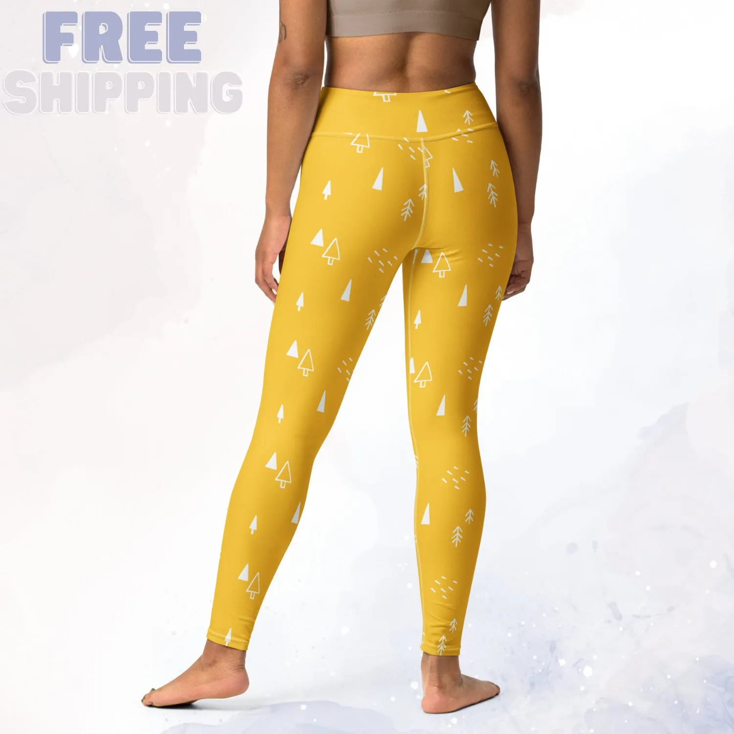 Scandinavian Forest Yellow High Waist Leggings