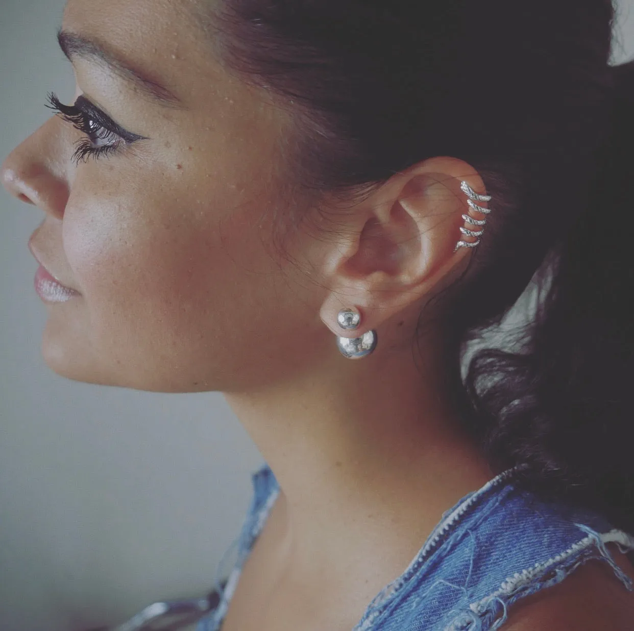 Snake cuff Earrings, .925 Sterling Silver Ear Statement Cuff Earring