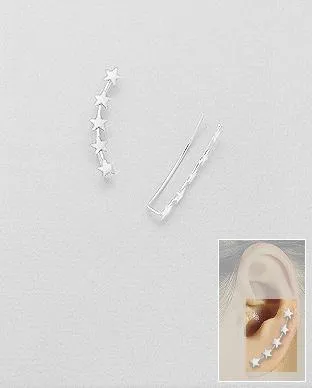 Star Dream .925 Sterling Silver Ear Crawler Earrings