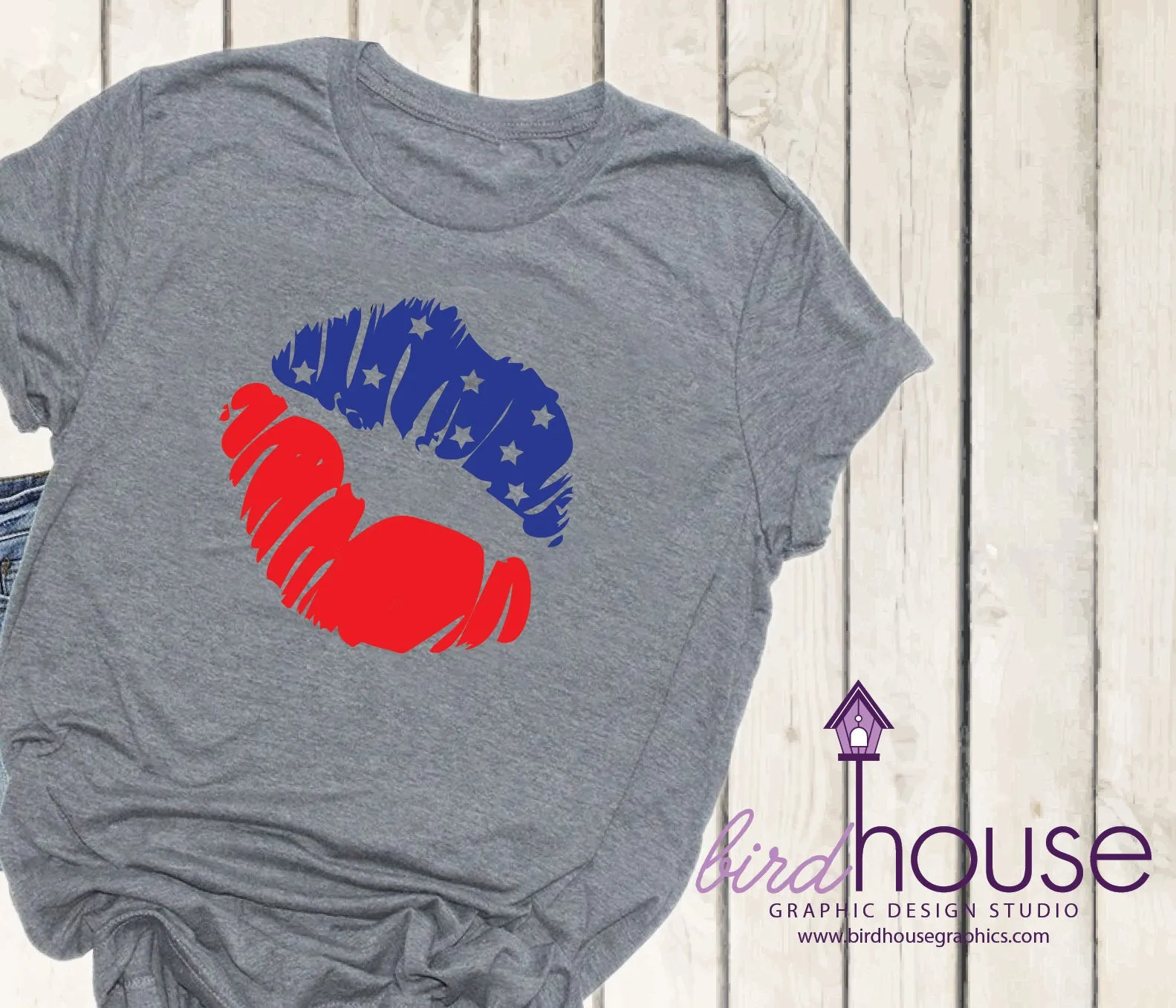 Stars and Stripes Kiss Shirt, Cute July 4th Tank, Lips, Funny USA Tee