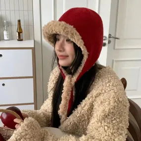 TAVIMART  -  Winter Simple Double-sided Wear Cold Ear Protection Pilot Cap Outdoor Men's and Women's Lamb Wool Warm Lace-up Bomber Hats