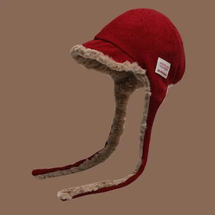 TAVIMART  -  Winter Simple Double-sided Wear Cold Ear Protection Pilot Cap Outdoor Men's and Women's Lamb Wool Warm Lace-up Bomber Hats
