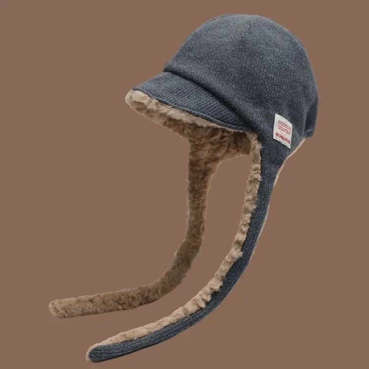 TAVIMART  -  Winter Simple Double-sided Wear Cold Ear Protection Pilot Cap Outdoor Men's and Women's Lamb Wool Warm Lace-up Bomber Hats