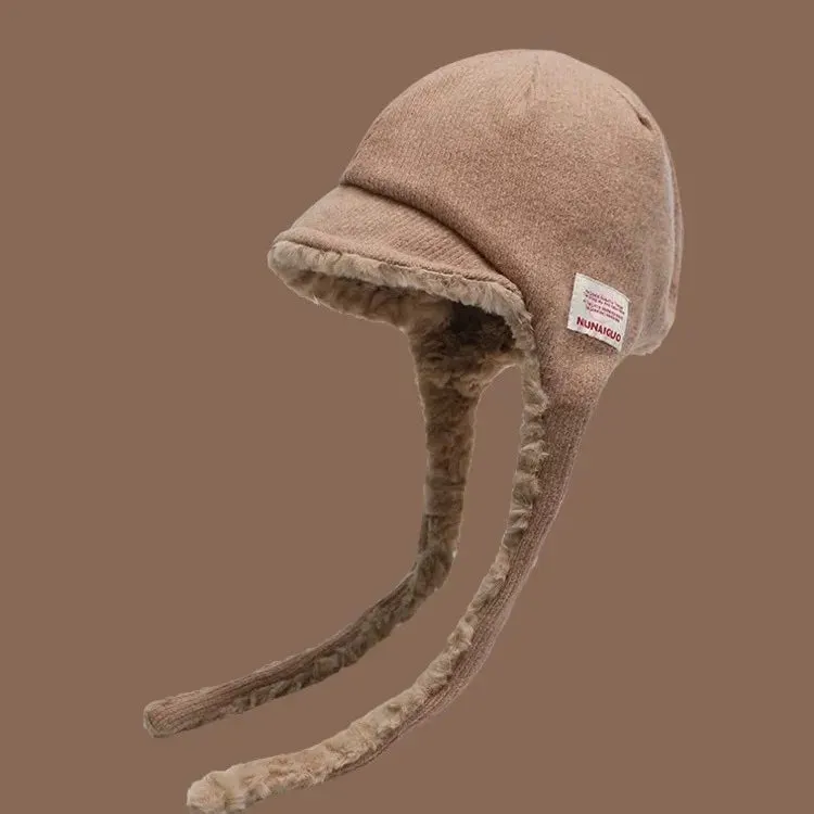 TAVIMART  -  Winter Simple Double-sided Wear Cold Ear Protection Pilot Cap Outdoor Men's and Women's Lamb Wool Warm Lace-up Bomber Hats