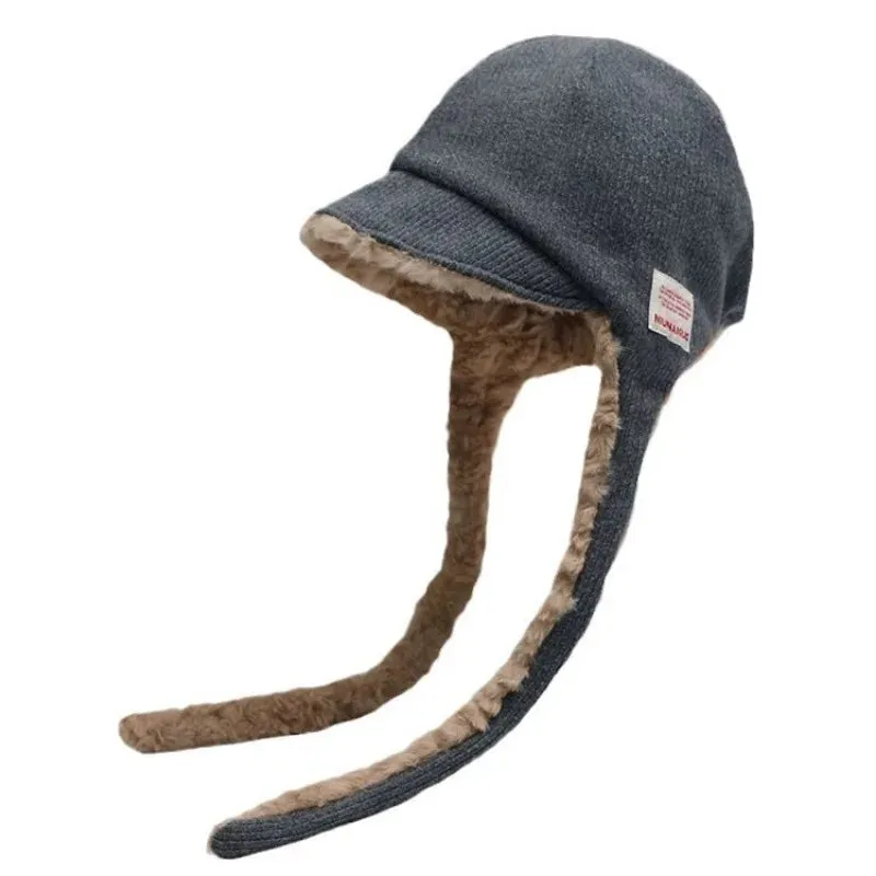 TAVIMART  -  Winter Simple Double-sided Wear Cold Ear Protection Pilot Cap Outdoor Men's and Women's Lamb Wool Warm Lace-up Bomber Hats