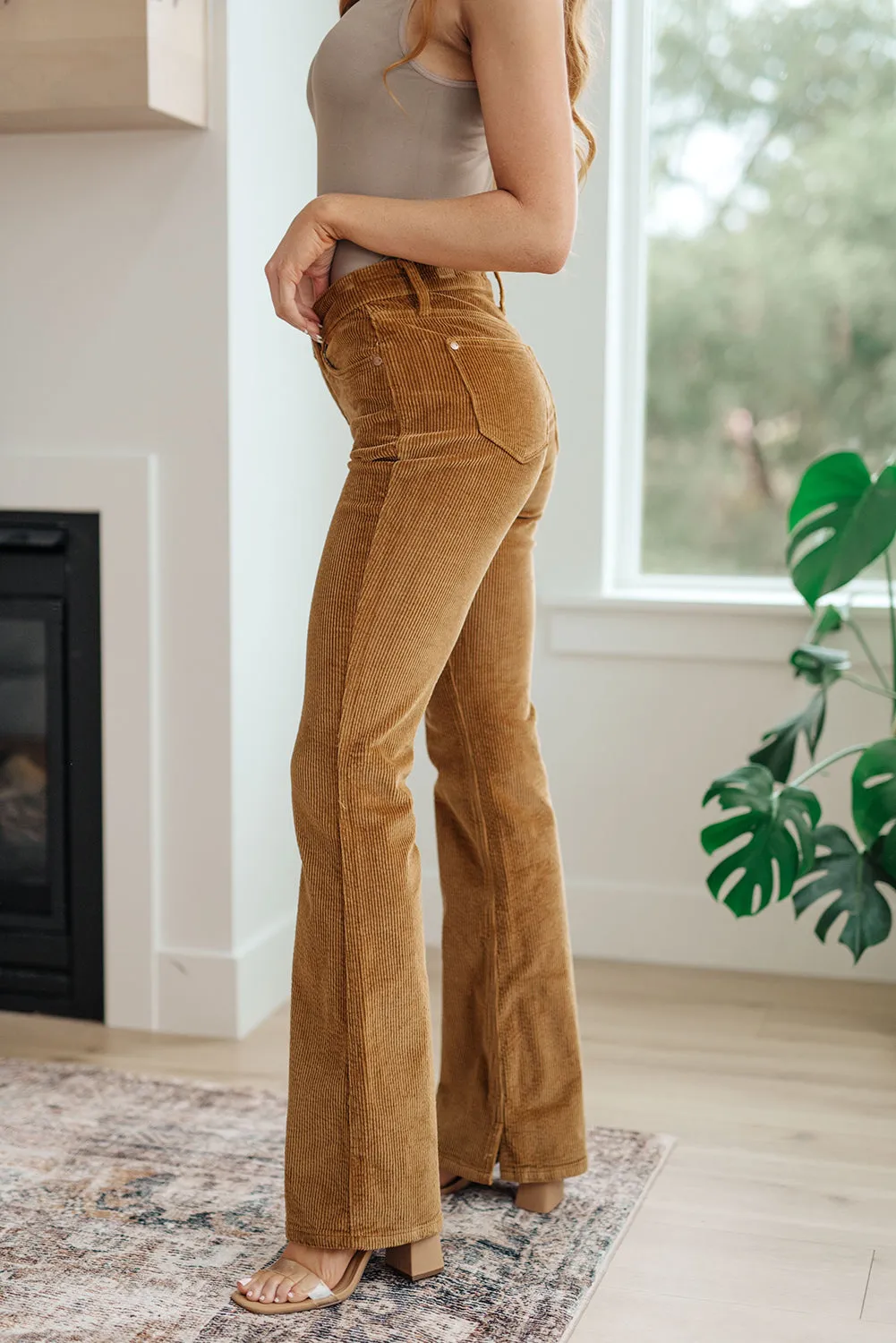 Thai Curry High Waist Corduroy Flared Pants