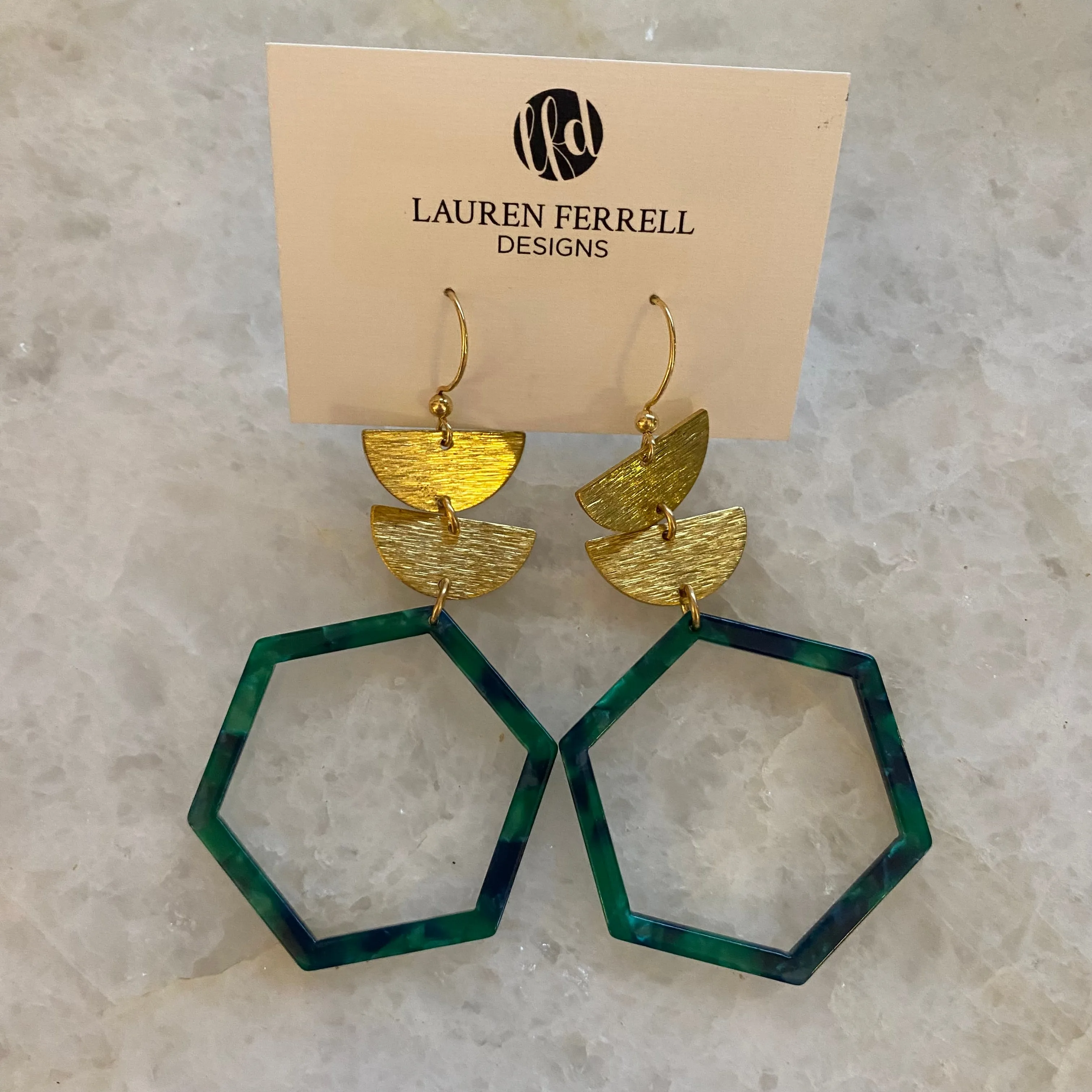 Tiered Hexagon Earrings