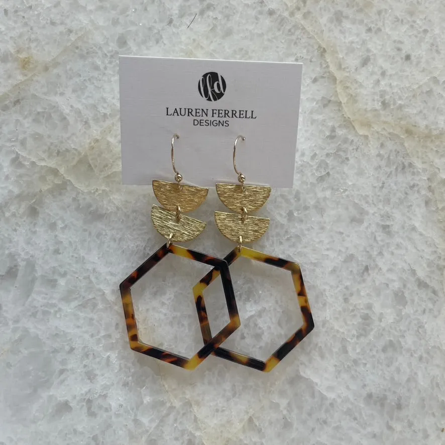 Tiered Hexagon Earrings