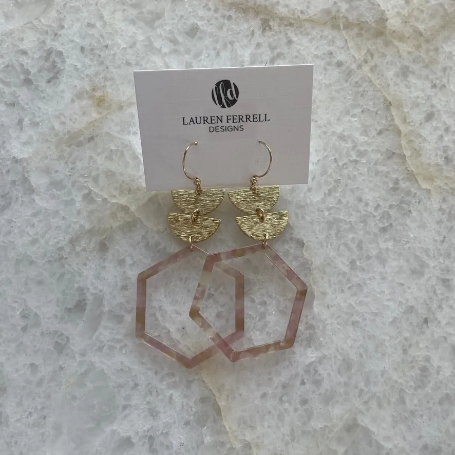Tiered Hexagon Earrings