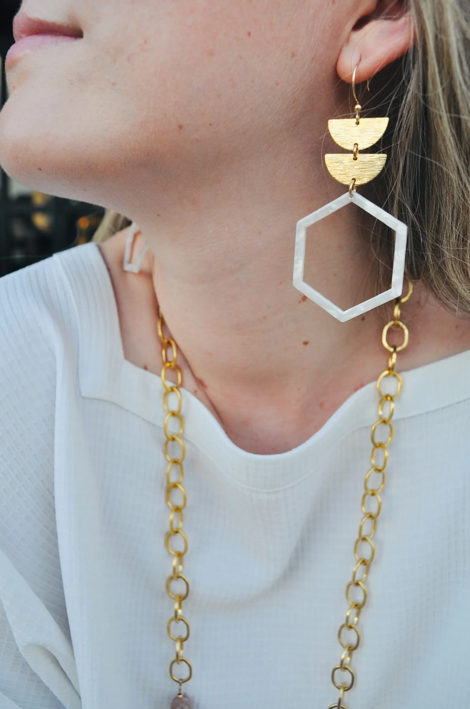 Tiered Hexagon Earrings