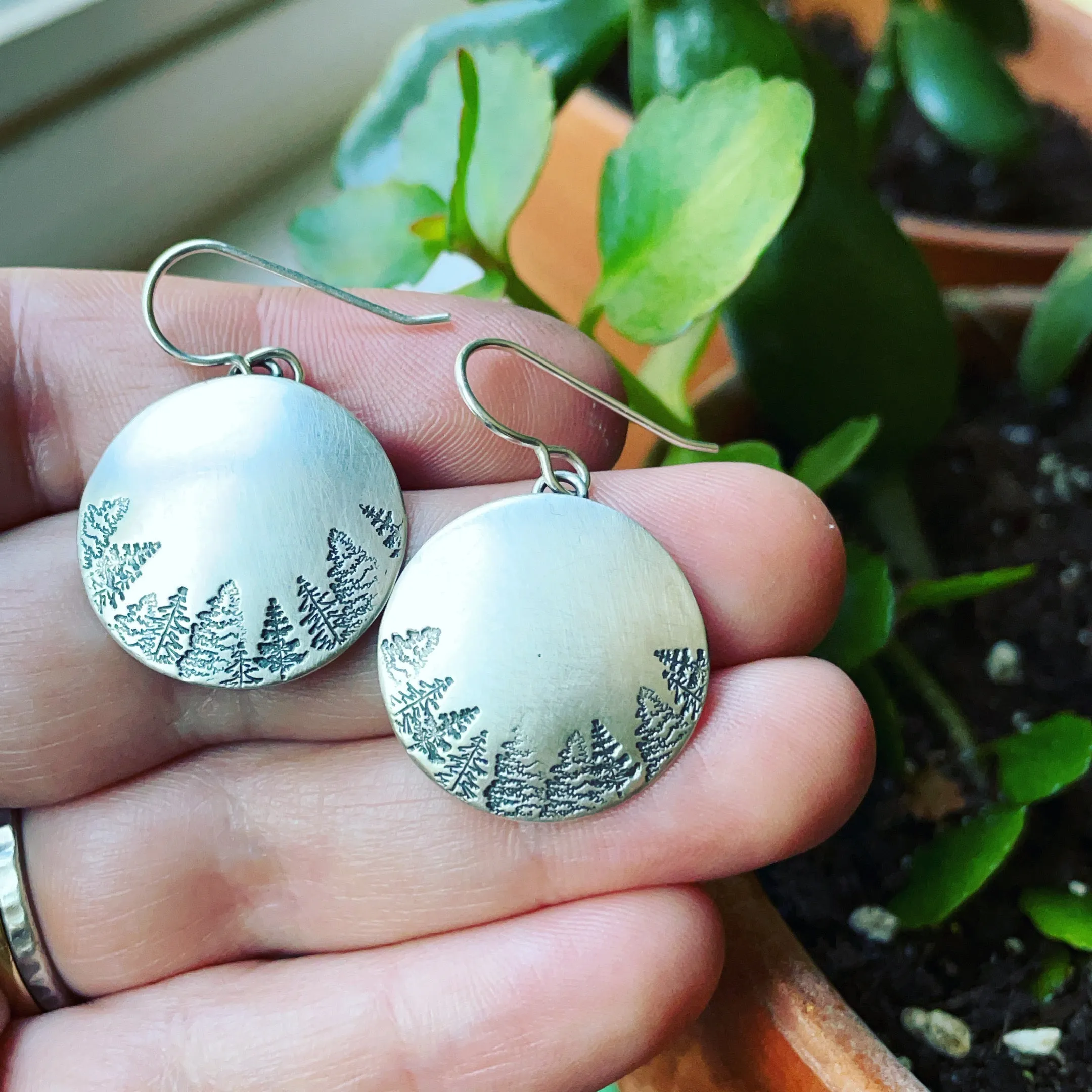 Tree Silhouette Sterling Silver Earrings