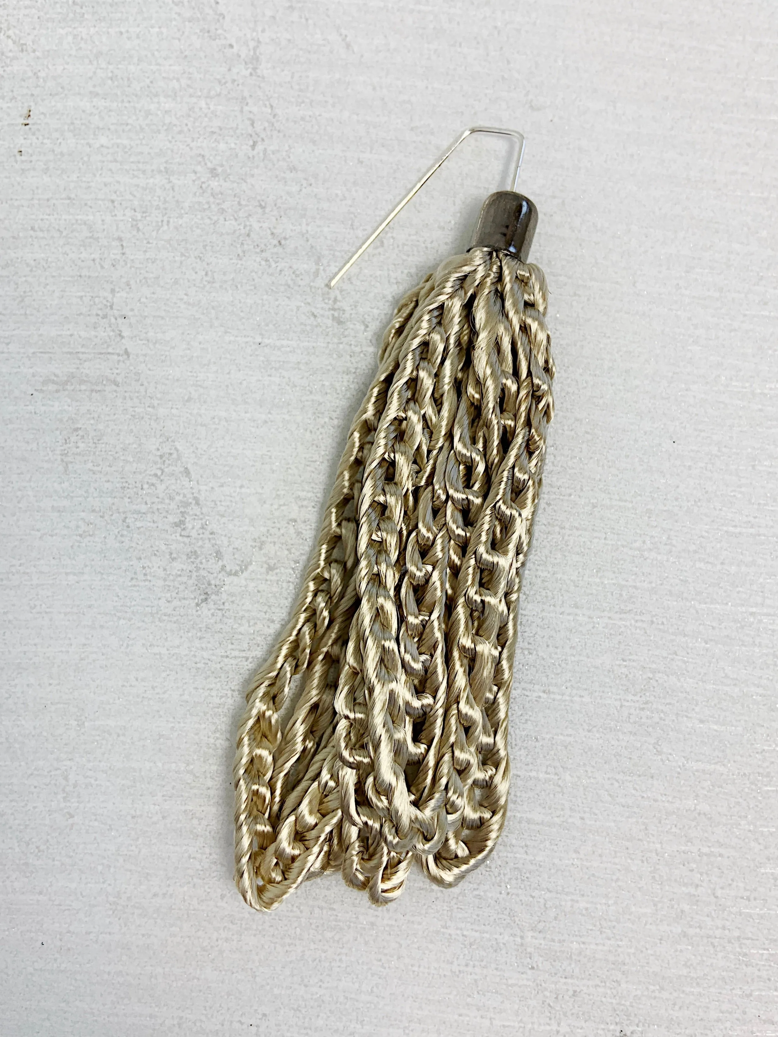 Vegan Silk Chain Link Tassel Earrings