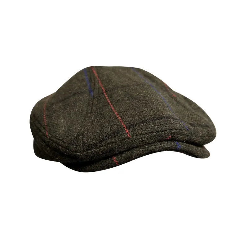 Vintage Olive Blue Orange Strips Beret Cap