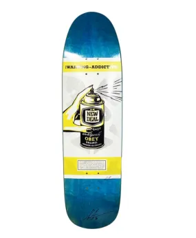 Warning: Addictive- Blue Silkscreen Skateboard by Shepard Fairey- OBEY