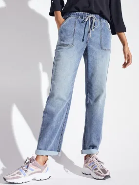 Westport Knit Denim Weekender Sweatpant with Pockets and Drawstring Waist