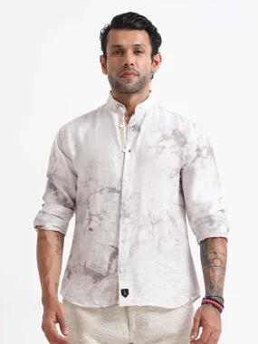 Whispering Waves Mandarin Shirt In White