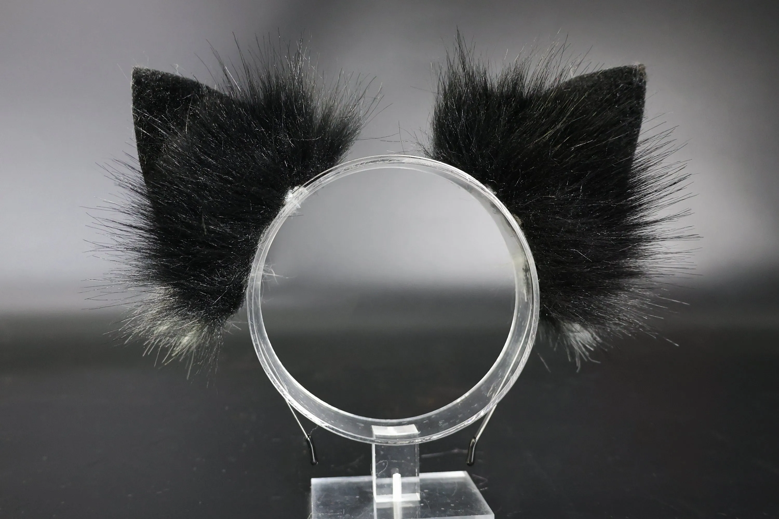 White black faux fur fox ear and tail curved wolf tail and ear cat tail and ear kitten ear and tail set anime cosplay role play ear and tail