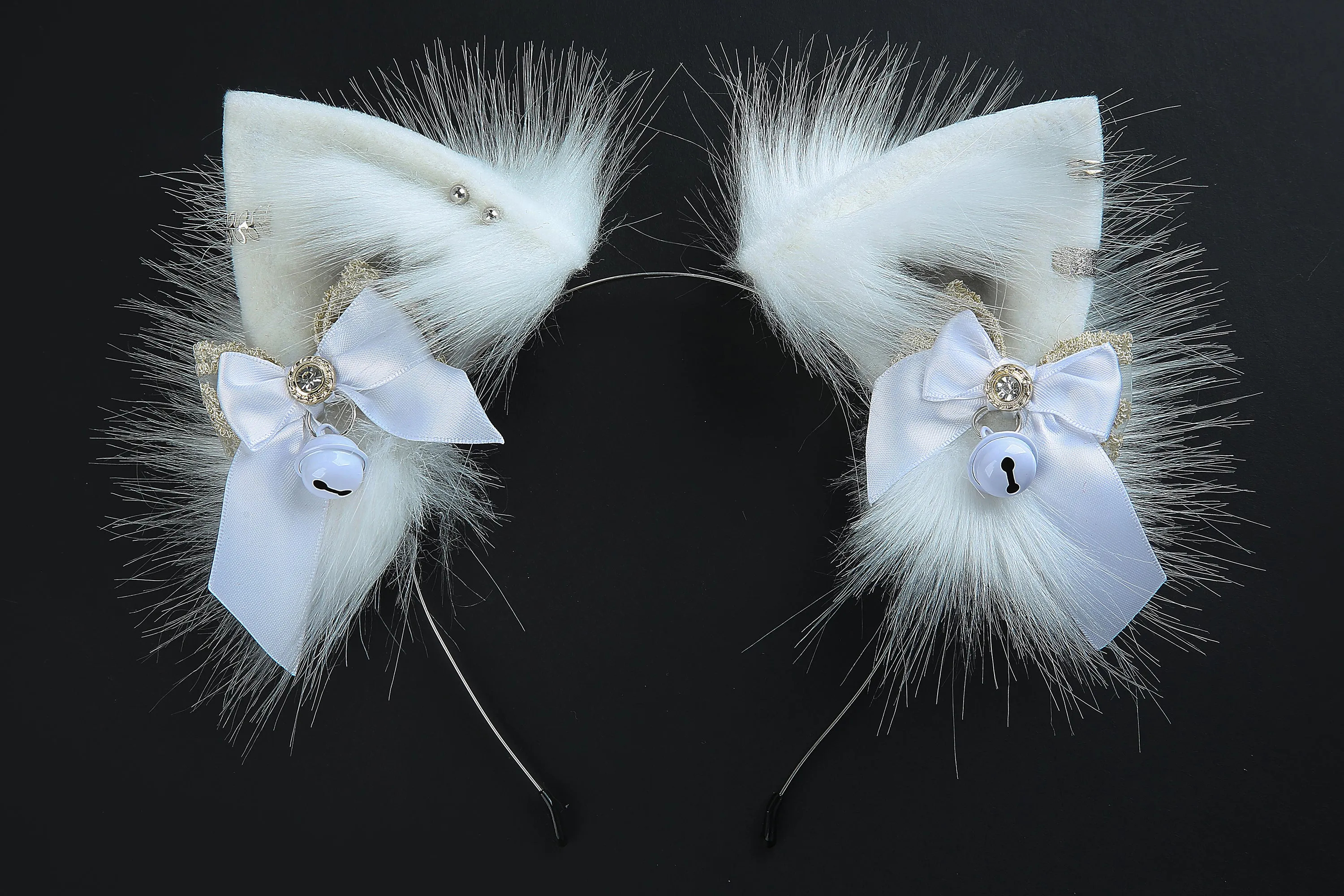 White gray faux fur fox tail plug and ear wolf tail buttplug and ear kitten ear and tail plug set curved tail and ear plug cosplay -mature