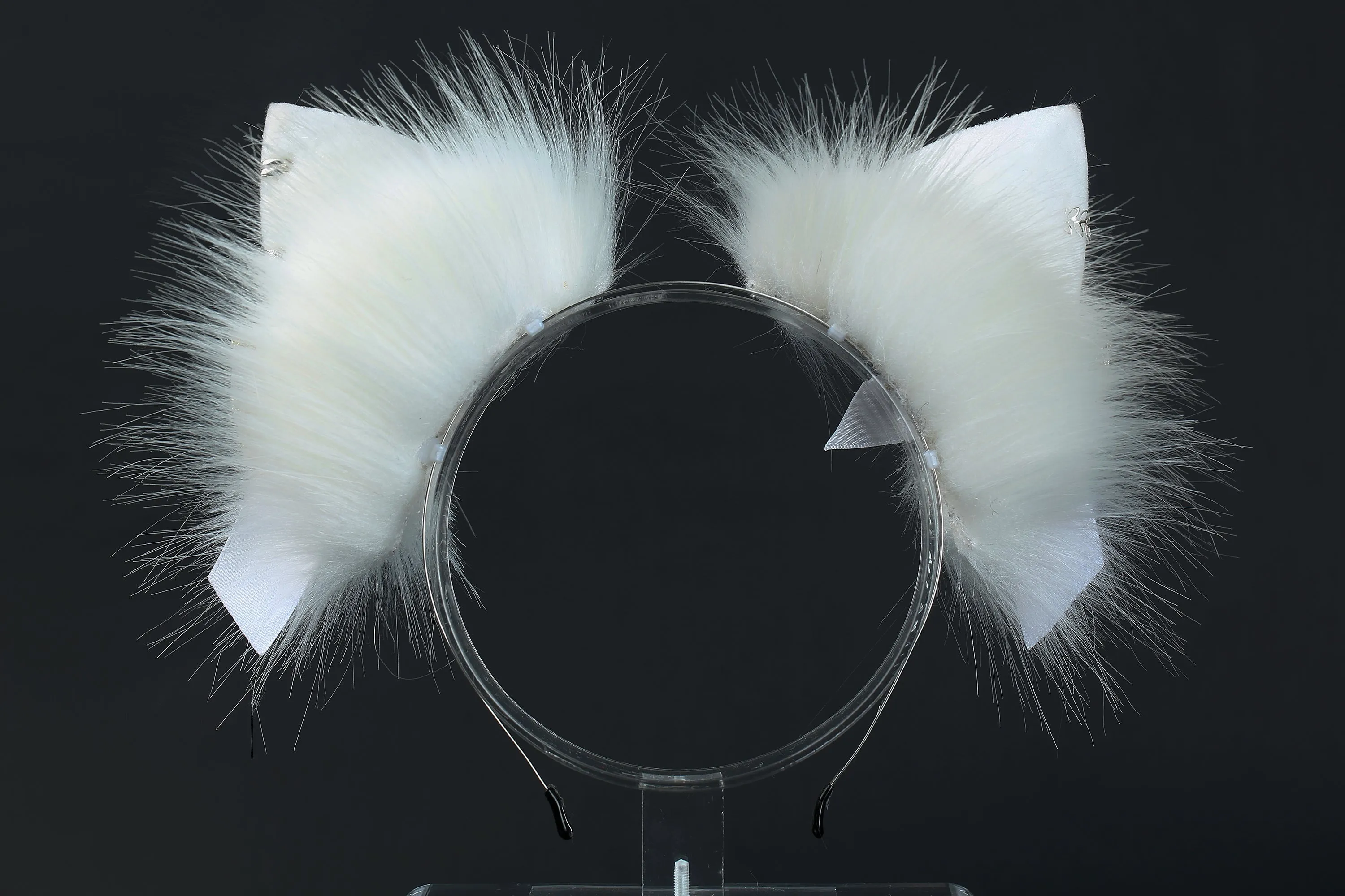 White gray faux fur fox tail plug and ear wolf tail buttplug and ear kitten ear and tail plug set curved tail and ear plug cosplay -mature
