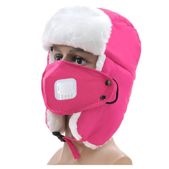Winter ski cap men and women cotton cap warm ear protection parent-child cap children's hat breathing valve mask