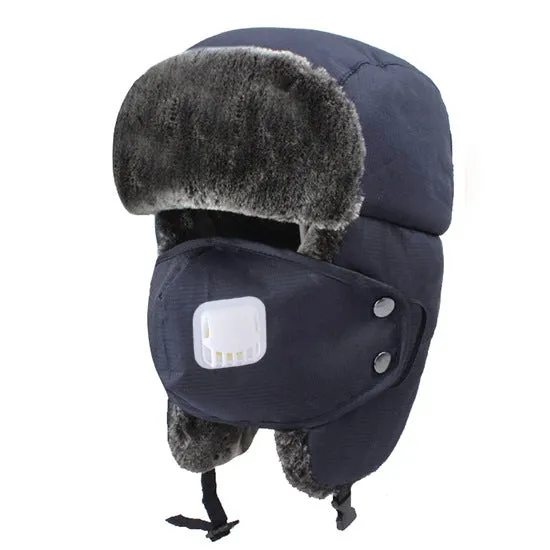 Winter ski cap men and women cotton cap warm ear protection parent-child cap children's hat breathing valve mask