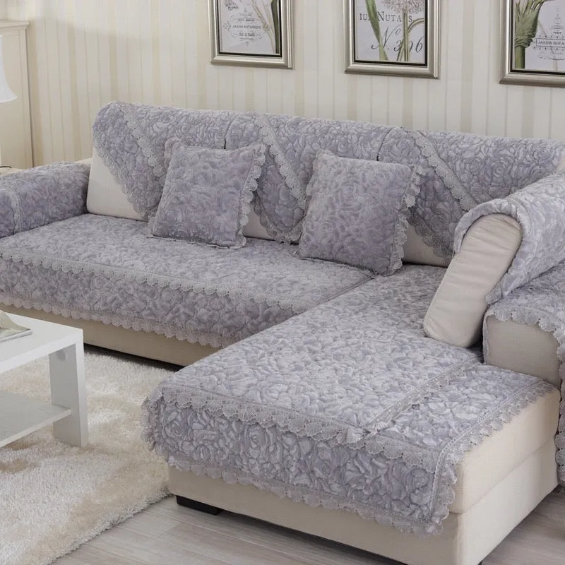 Winter Warm Flowers Anti Slip Sofa Cover