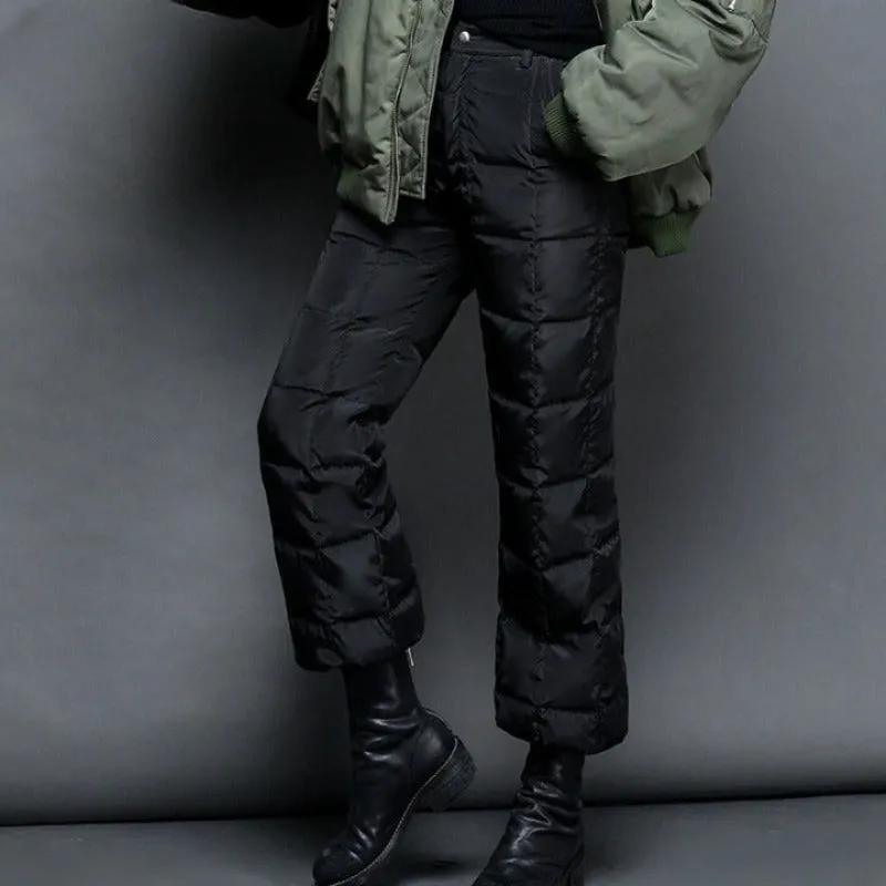 Women High-Waist Thick Duck Down Pants