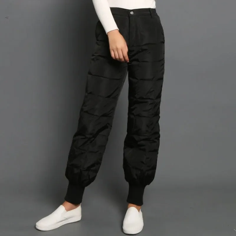 Women High-Waist Thick Duck Down Pants