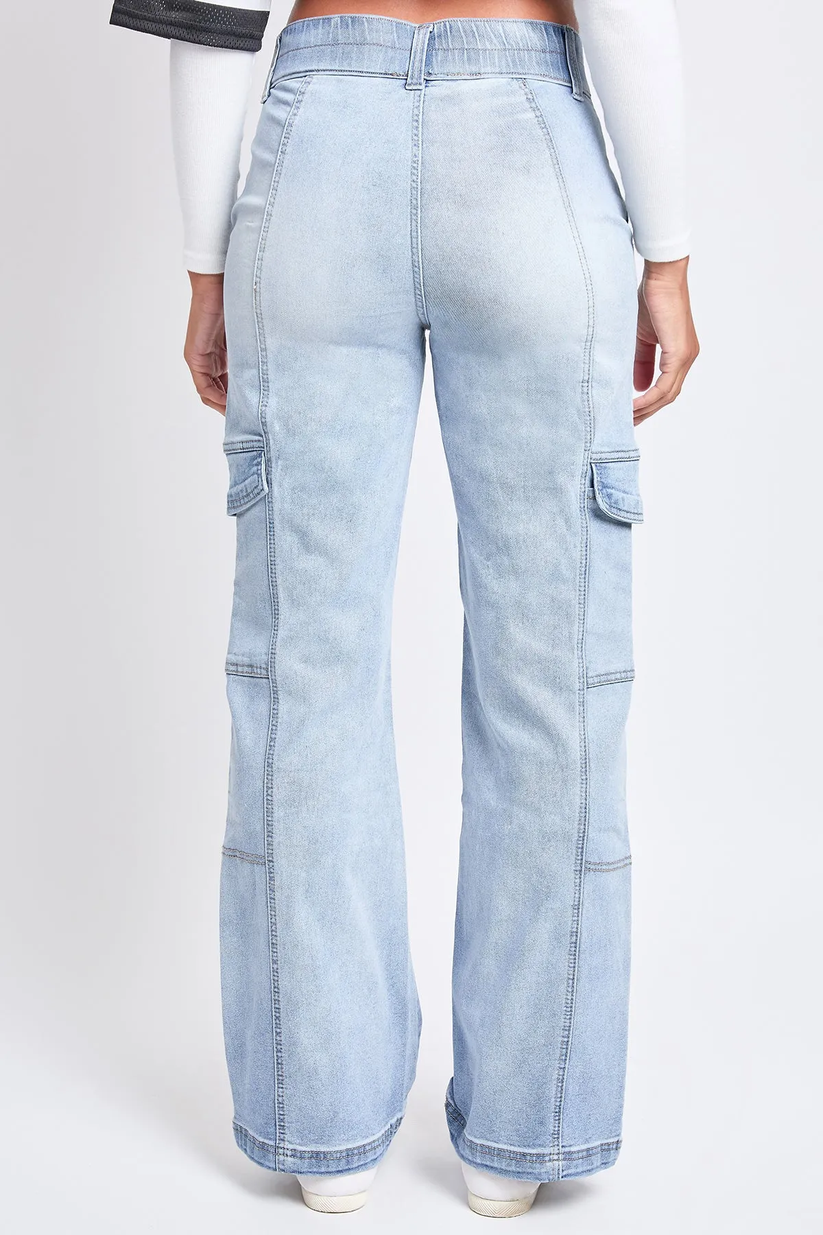 Women's High Rise Elastic Waist Straight Leg Cargo
