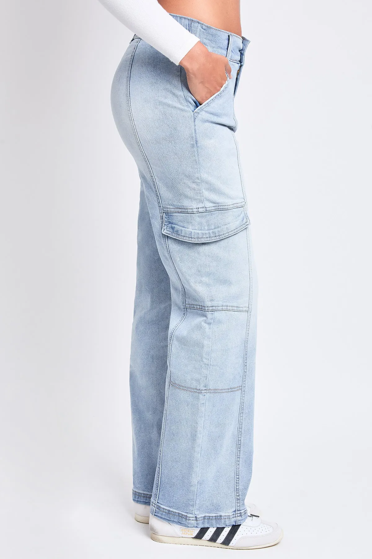 Women's High Rise Elastic Waist Straight Leg Cargo