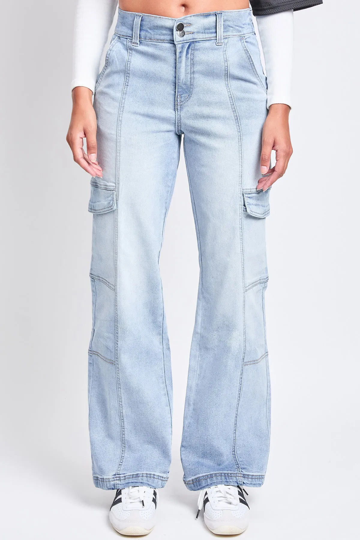 Women's High Rise Elastic Waist Straight Leg Cargo