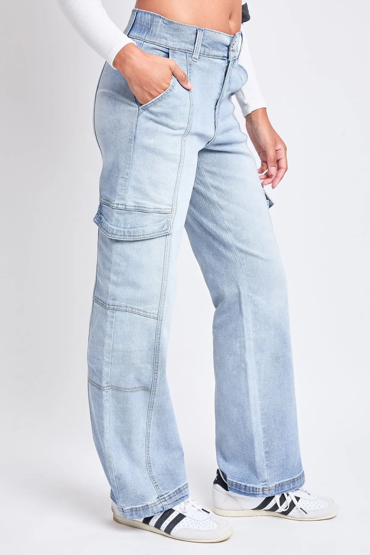 Women's High Rise Elastic Waist Straight Leg Cargo