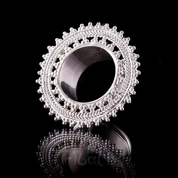 Woven Mandala Silver Plated Ear Tunnel-Eyelet