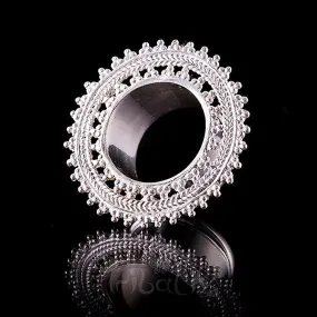 Woven Mandala Silver Plated Ear Tunnel-Eyelet